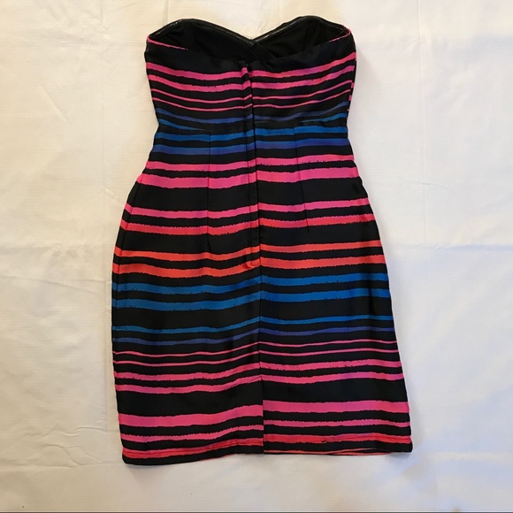 NWOT H&M Strapless Black, Pink, Blue Striped Dress - Picture 3 of 7